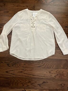 NWT Joie Silk Cream Blouse with Tie Detail